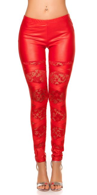 Leggins with lace Red
